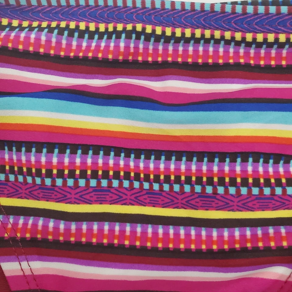 Mossimo Mujer Retro Multicolor Baja Manta Rayas Acanalado Bikini Parte Inferior L Foto 2 de 4