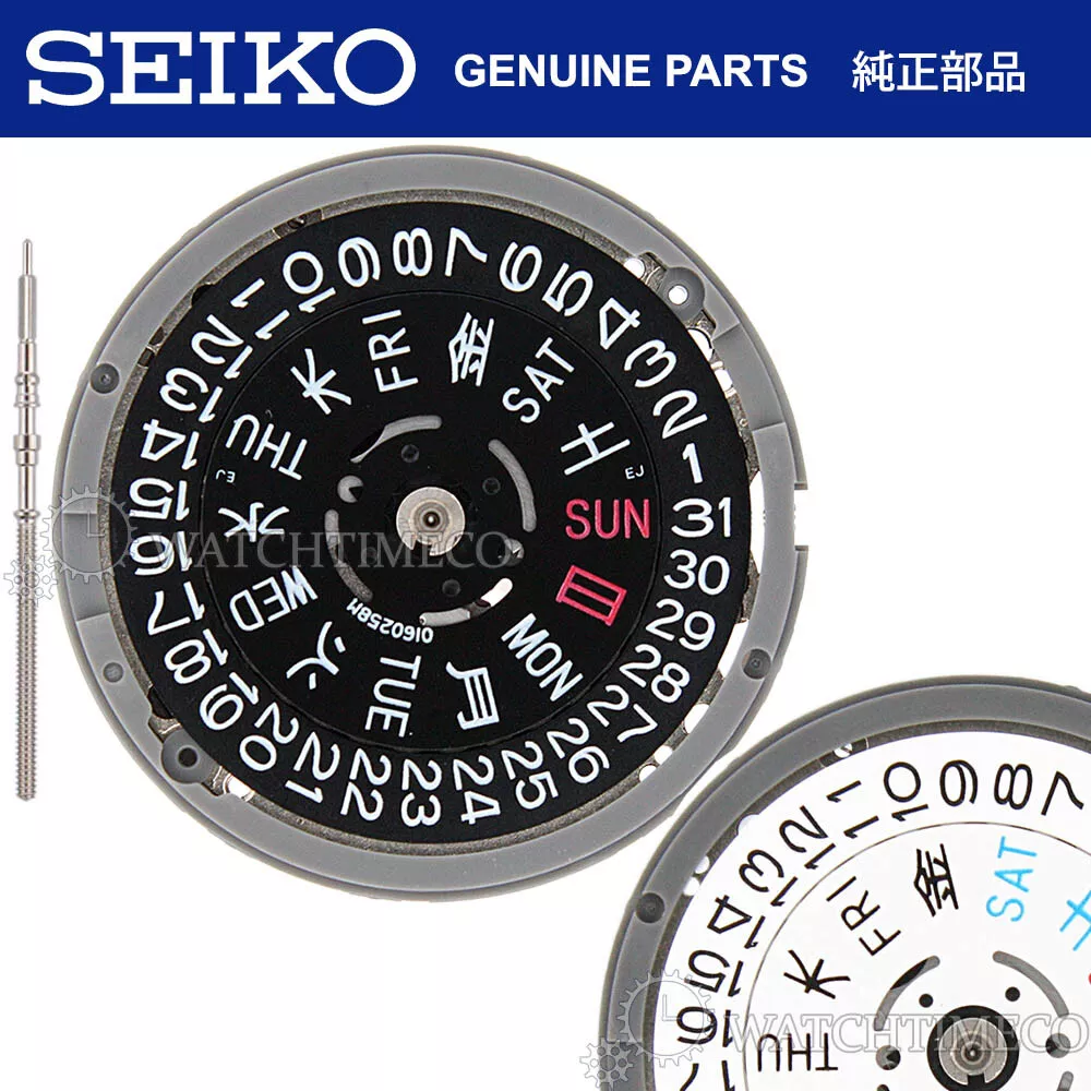 Seiko SII NH36 Watch Movement CROWN AT 3 Japanese KANJI in Black or White