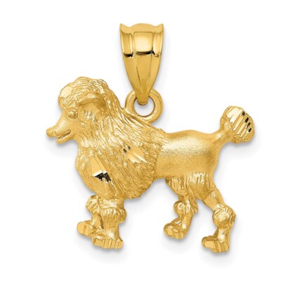 Real 14kt Yellow Gold Poodle Dog Charm