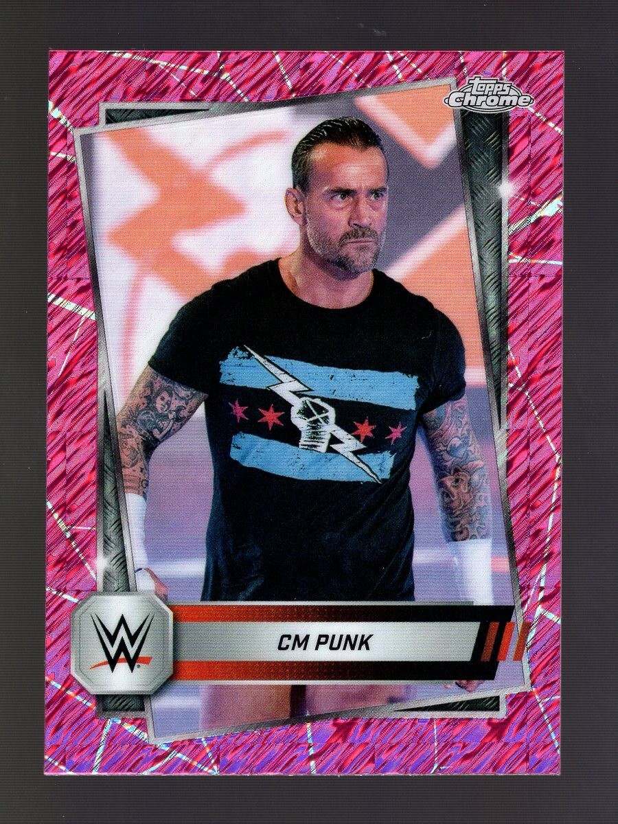 2025 TOPPS CHROME WWE PINK SHIMMER REFRACTOR #98 CM PUNK RAW