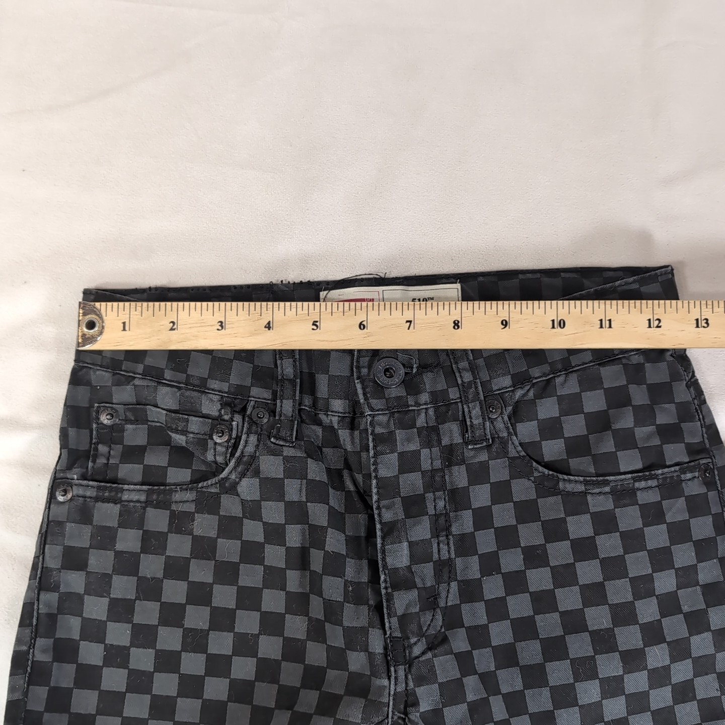 Levi's 510 Skinny Black Check Checkered 12 Regular 26x26 Women Denim Jeans Pants image 9