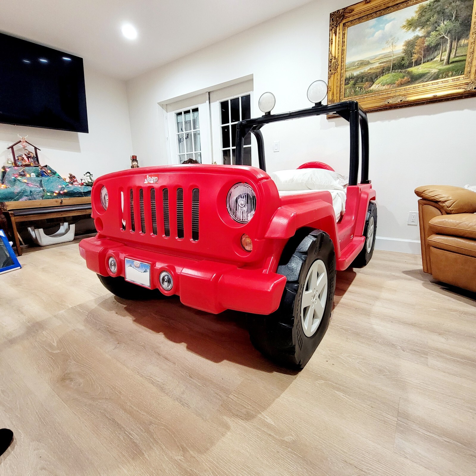 Vintage Jeep Wrangler Toddler to Twin Convertible Bed Red Lights Up