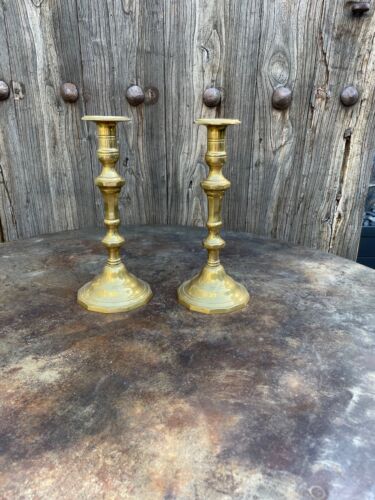 Pair of Antique French Brass Candlesticks - Picture 1 of 3