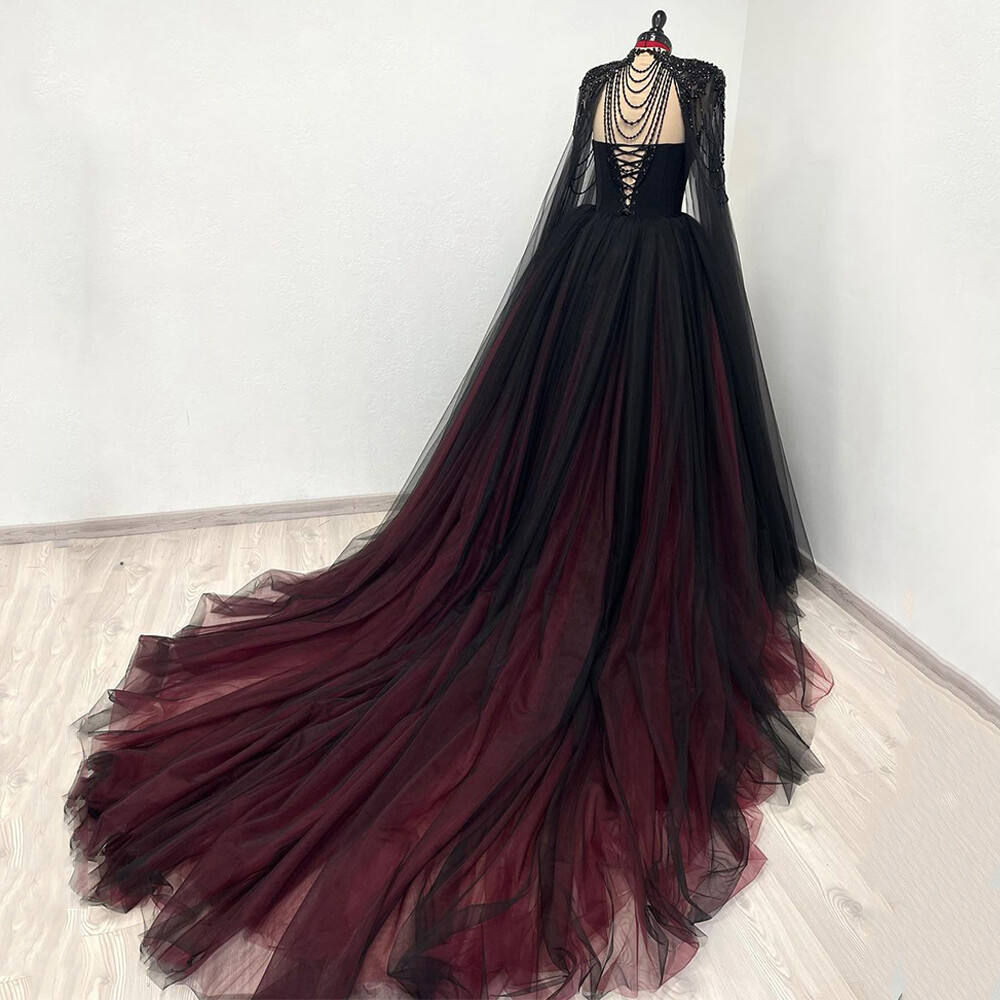 burgundy tulle wedding dress A-Line Sweetheart Tulle Lace Applique Burgundy Long Prom Dress, Bridesmaid Dress US 4 / Custom Color