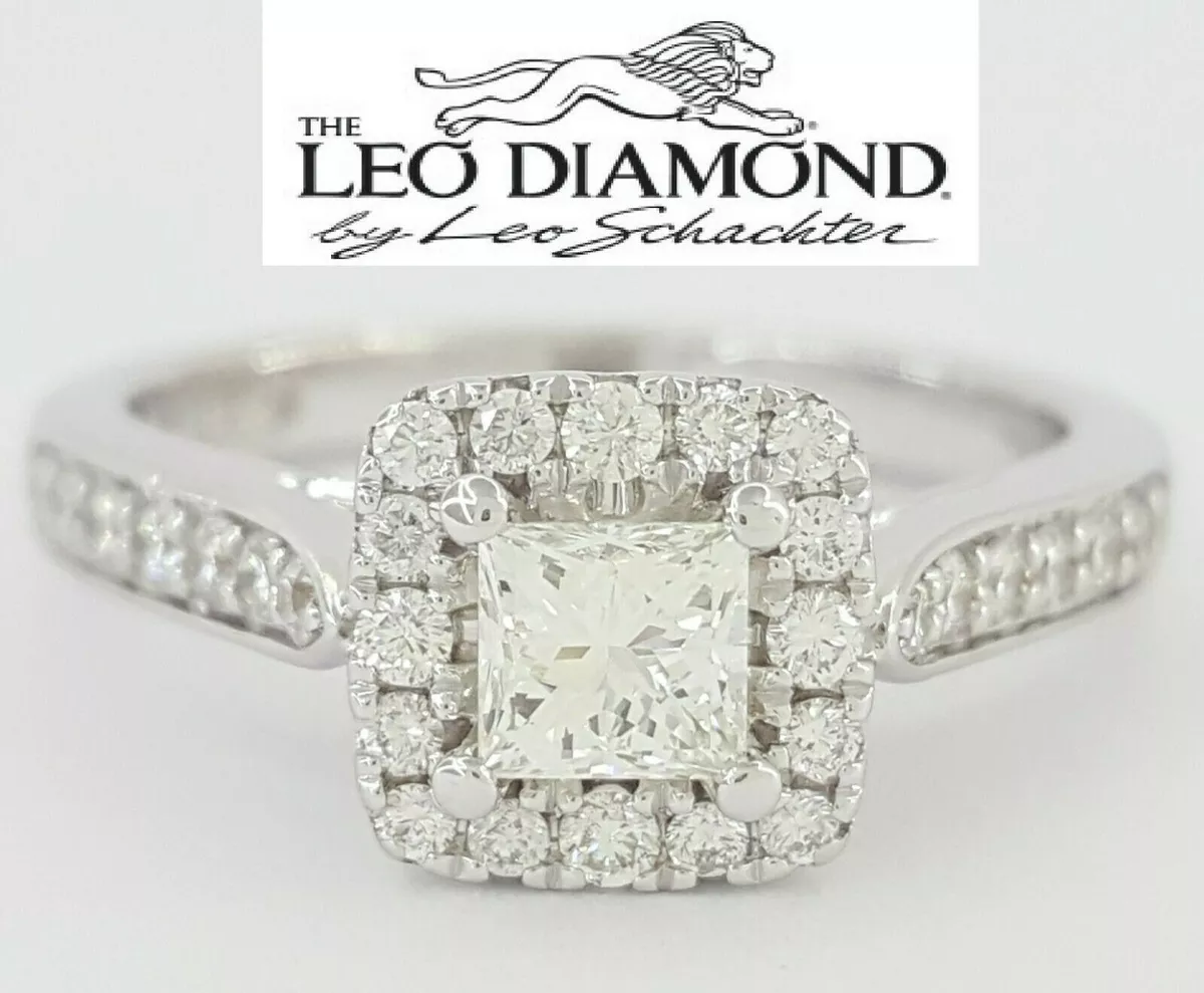 0.77 ct The Leo 14K White Gold Princess Cut Diamond Halo