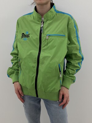 Vintage Diesel Womens Reversible Bomber Jacket Green Black Only
