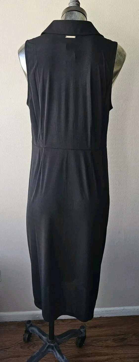 Abito donna Michael Kors nuovo con etichetta increspato senza maniche nero taglia large.