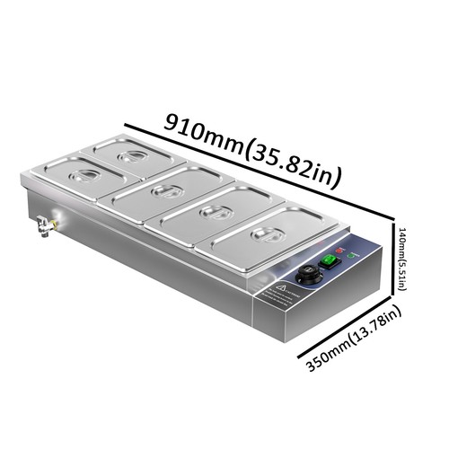 Food Warmer Commercial Electric Bain Marie Stainless Steel Buffet 1500W 5 Pots - Picture 2 of 12
