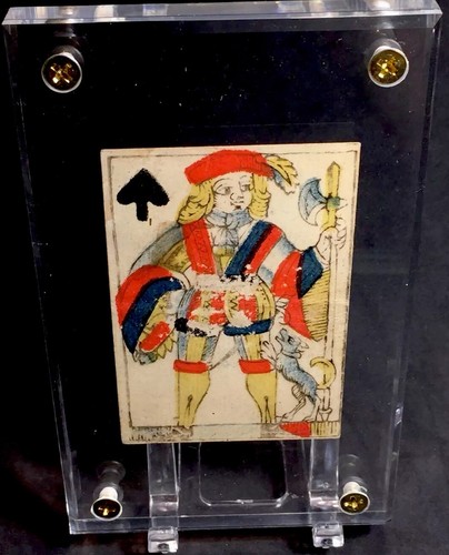 XVIII Century Court Stencil Brush Painted Antique Playing Cards Historic Single - Picture 3 of 12