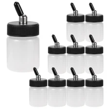 OPHIR 10X 22CC Dual Action Plastic Airbrush Bottle Jars with Rubber Caps