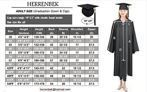 Herrenbek Matte Graduation Cap and Gown 2024 2025 Assorted Sizes , Colors - Picture 18 of 60