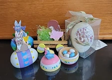 Vtg Lot 5 Easter Egg Wooden Decoration Ornament Schmid Midwest Cannon Falls