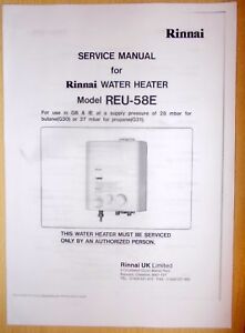 RINNAI REU 58E WATER HEATER BOILER MANUAL CARAVAN CAMPER BOAT PROPANE