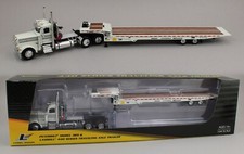 DCP 1:64 WHITE Peterbilt 389 Day Cab Semi w/LANDOLL 440 Traveling Axle Trailer