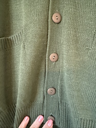 Vtg 1980s Haband Men’s Size Lg Acrylic Knit Olive Grn sweater vest Button Up NWT - Picture 8 of 12