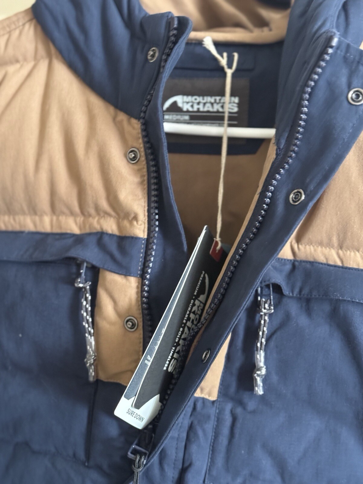 Mountain Khakis Men's Pine Peak Down Parka Size Medium New With Tags Blue/Brown