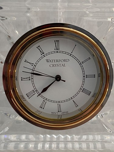 Waterford Pavilion Pattern Crystal Clock Made In Ireland Mantel Bookshelf - Picture 2 of 11