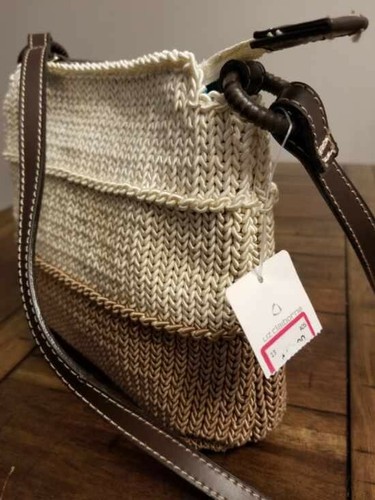 Liz Claiborne Tan Cream Crossbody Shoulder Purse Knitted NEW - Picture 4 of 12