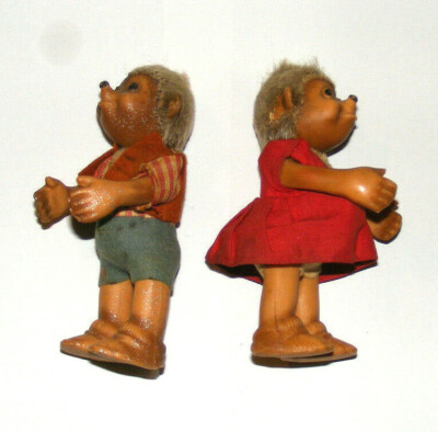 VINTAGE GERMAN STEIFF HEDGEHOG MECKI FAMILY MEMBERS MACKI & MUCKI RUBBER