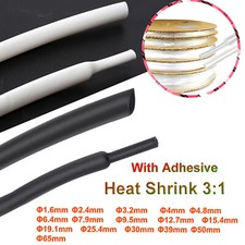  1.6-65 Heat Shrink Tube Sleeve 3:1 Adhesive Heatshrink Tubing Car Wire WT/BK/CR