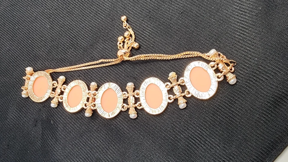 Розовый цвет смолы, розовый австрийский кристалл и Stiumulated жемчуг Bolo браслет - Изображение 2 из 3