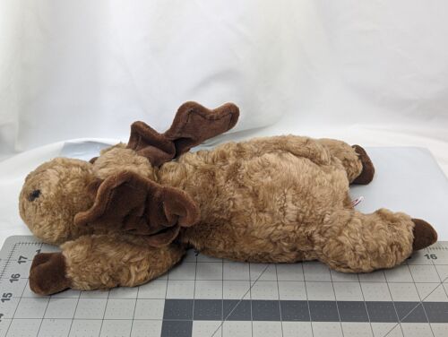Ty Pillow Pals Mortimer Moose Plush 16 Inch 1995 Brown Stuffed Animal Toy - Picture 8 of 8