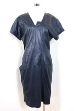 Vintage GIANNI VERSACE Smooth Light Lambskin Leather Dress Small 2 4 6