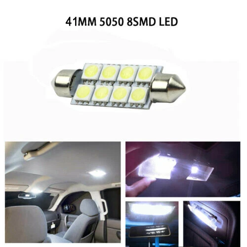 50x 41MM 5050 8SMD Festón LED Blanco Cúpula Mapa Licencia Interior Bombillas 212-2 Foto 3 de 4