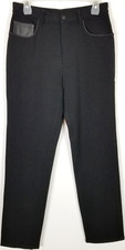 Ralph Lauren Pants Sz 8 Black Wool Leather Trim Equestrian Riding Dress Casual