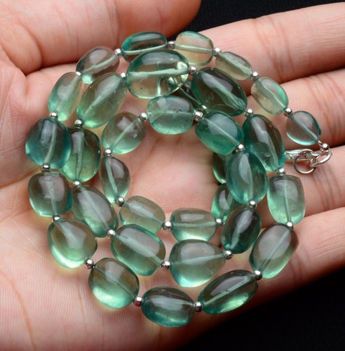 Emerald Green Fluorite Gem Beads 19" Necklace 8 to 15 mm Size Beads - 第 7/7 張圖片