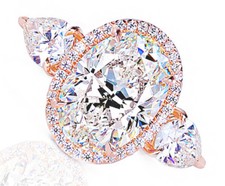 Vintage Design GIA Certified 7.00 carat Oval, Pear, Round Diamond Engagement ...