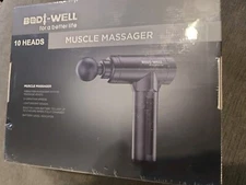 Bodi-Well 10 Head Massage Gun Deep Tissue - Black - Rechargable - New