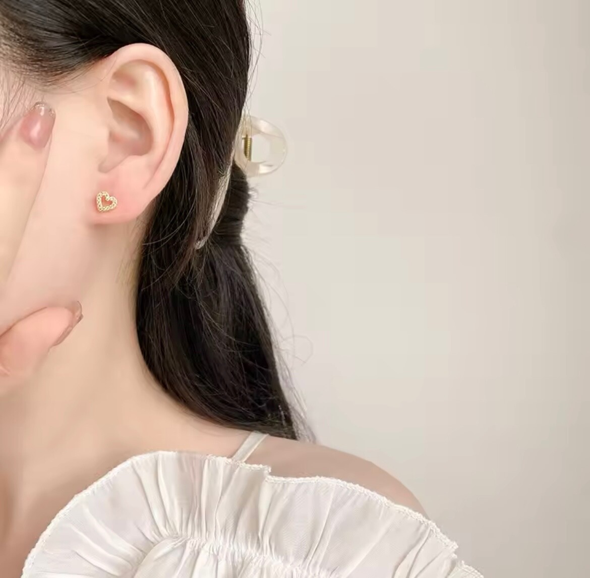 Orecchini donna borchie cuore stella fiore scintillante colore oro argento fondello a vite foto 2