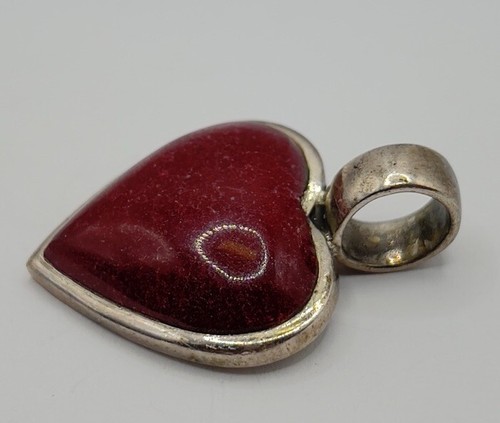 Sterling Silver Cherry Amber Heart Pendant(7.67g) - Picture 3 of 4