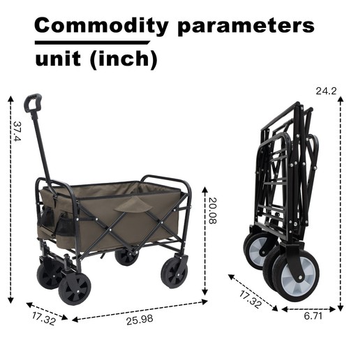 Carro de camping plegable ajustable en altura para camping jardinería pesca - Imagen 23 de 58