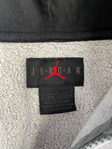 Nike Air Jordan Youth Boys Zip Up Sweater Hoodie Size Large 12-13 YRS Gray Black - Picture 10 of 11