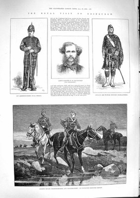 Original alter antiker Druck 1881 Edinburgh Macdonald Dundee Siers Volunteers