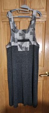 Vintage Peter Popovich ART TO WEAR Long JUMPER DRESS BLACK GRAY Women SZ L LARGE