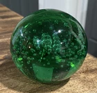 VTG Murano Hand-Blown Green Art Glass Paperweight Bullicante Controlled Bubbles