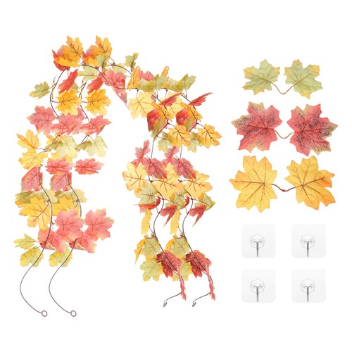 2Pcs Fall Maple Leaf Garland,5.9Ft Garland Decor(Light Green/Red/Yellow)