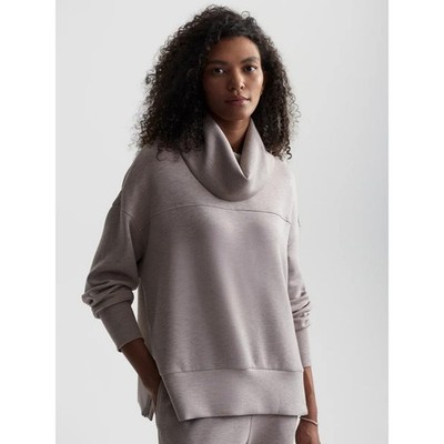 Varley Priya Longline Sweat DoubleSoft Grey Funnel Neck Side Zip Women's Large