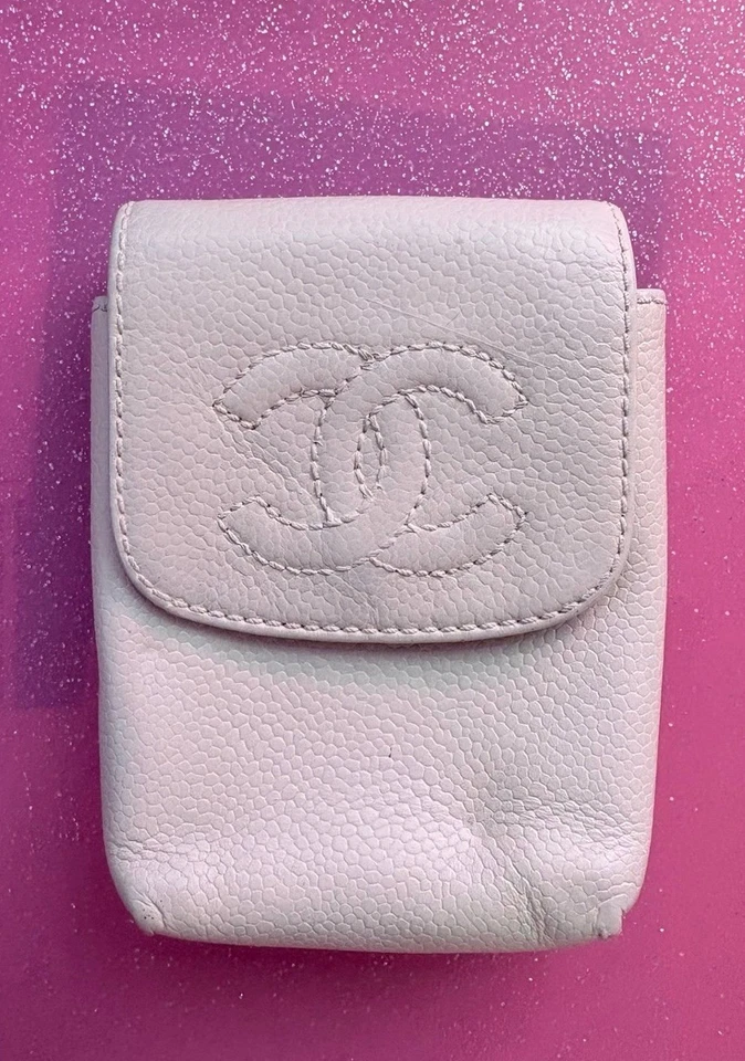 Auténtico Mini Bolso/Bolso de Accesorios Chanel CC Logo Caviar Vintage (Leer) Foto 2 de 4