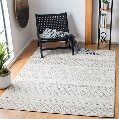 Madison 6'7'' x 9'2'' Ivory & Charcoal Moroccan Boho Area Rug