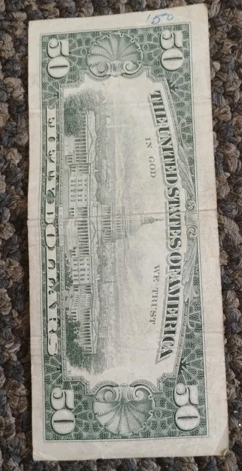 50$Dollar Bill  Circulated  US Currency Serial Number K 15051476A - Image 4 of 4