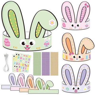 Colorful Bunny Ears Headbands Craft Kit - 24PCS Make Your Own Rabbit Paper Cr...