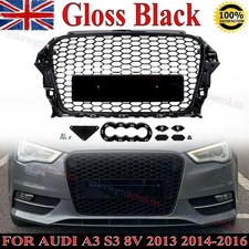 Gloss Black Honeycomb For Audi A3/S3 8V 2013-2016 RS3 Style Front Bumper Grille