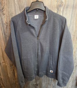 Carhartt K350 CHH Sweatshirt Size 2XL Charcoal Grey Full Zip Mock Neck Fleece