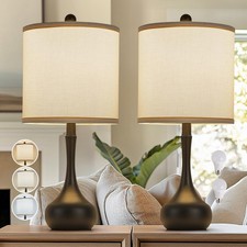 23 Black Metal Modern Table Lamp Set of 2,Farmhouse Bedside Lamps for Living ...