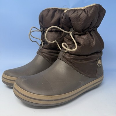 Crocs Crocband Puff Boots Women Sz 8 M Brown 205858 Casual Comfort Shoes