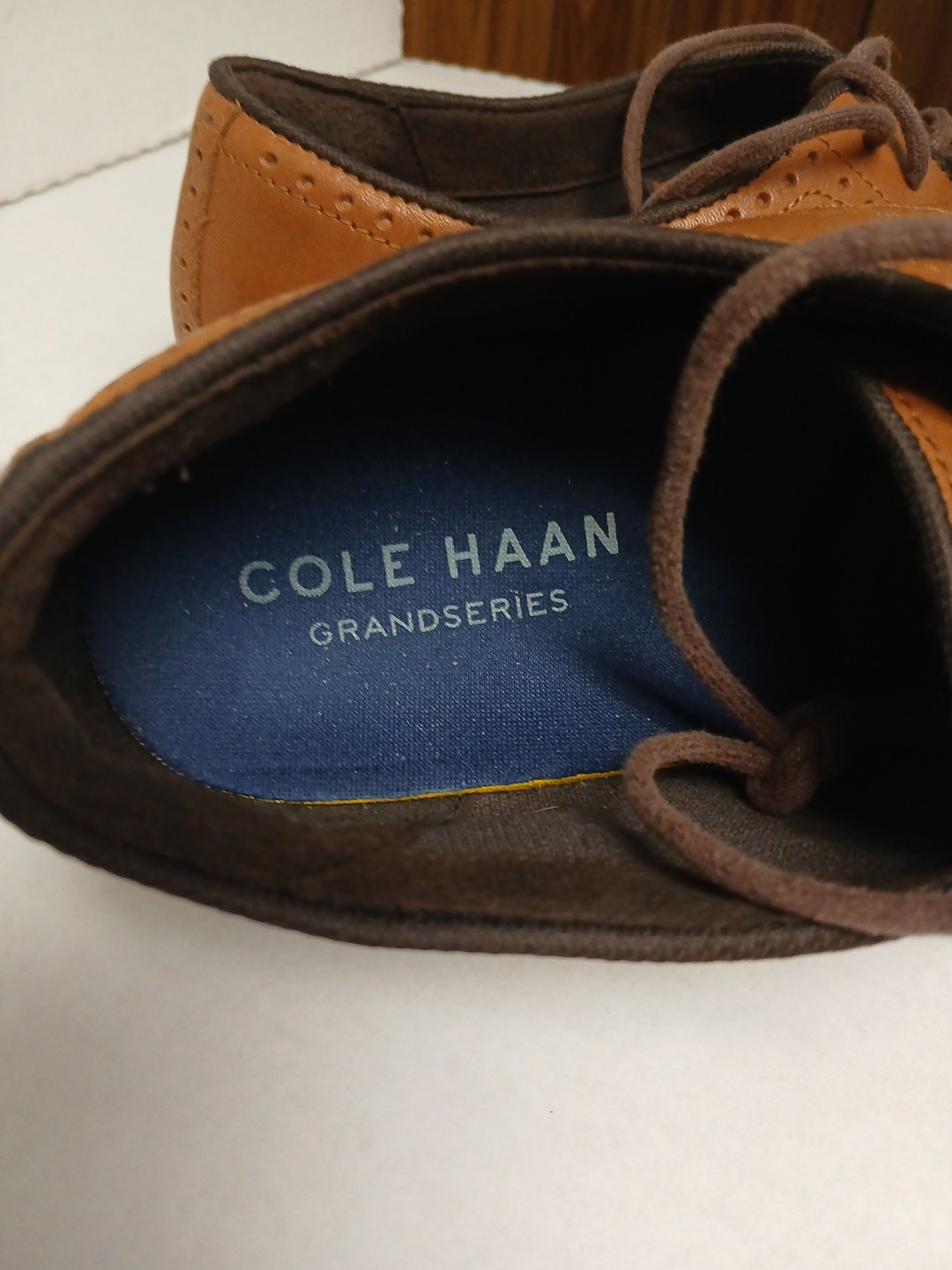 SAOLA Cole Haan Uomo Originale Grand Wingtip Oxford Pelle Marrone Taglia 12M C34120